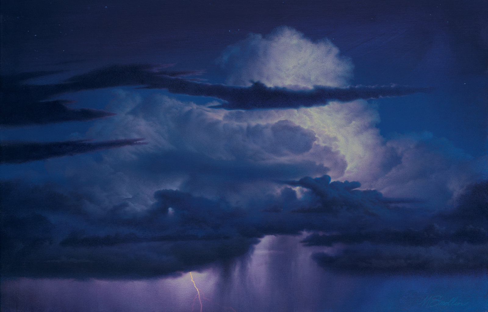 BLUE RAIN cloud painting by Mark Smollin