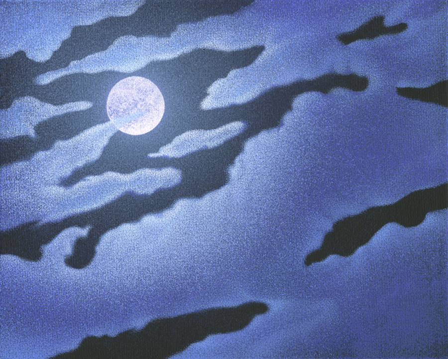 MOON HOLES – original acrylic skyscape by mark smollin