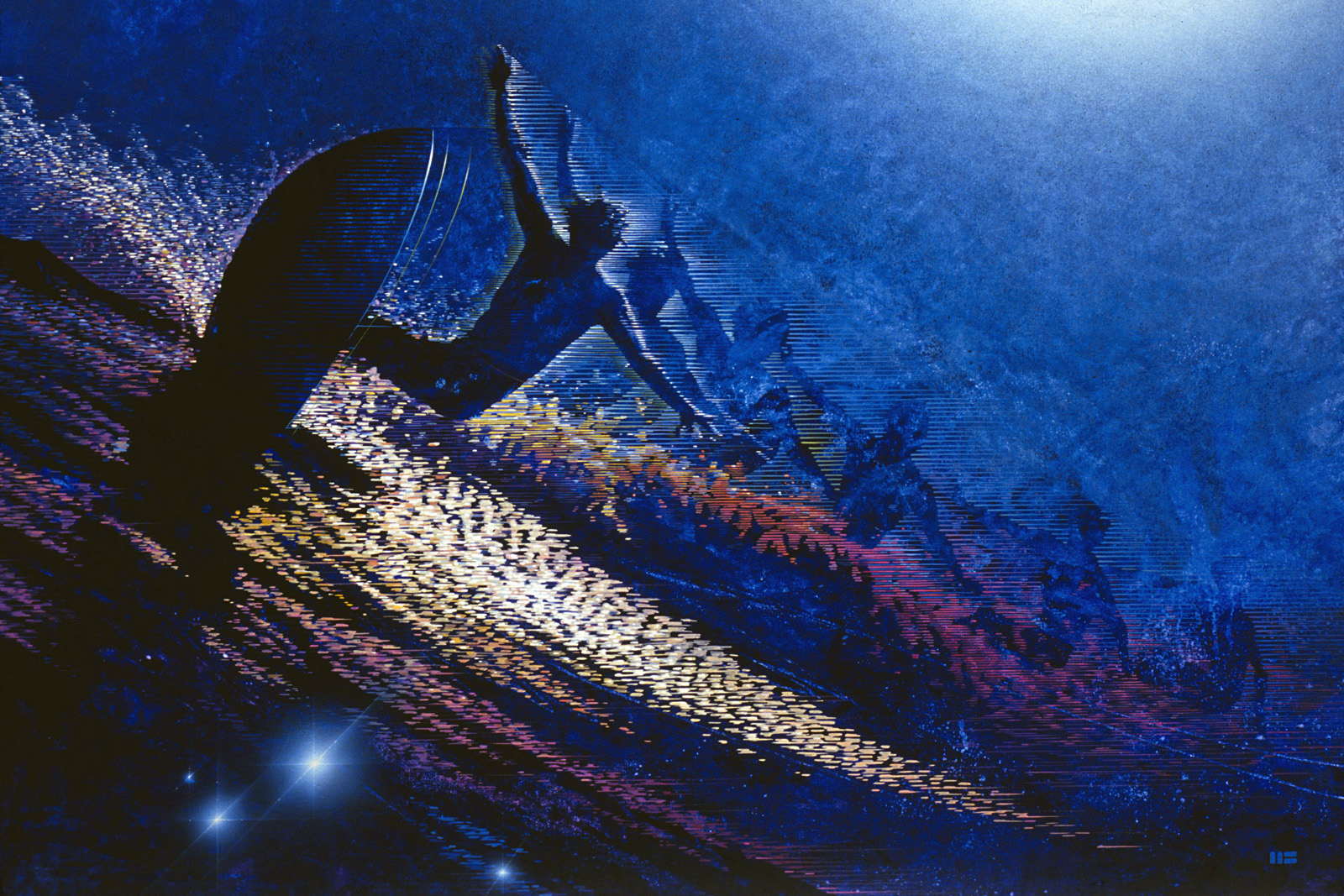 GLIDEPATH surfing sports painting by Mark Smollin